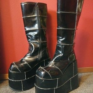 Demonia size 12 platform patent stack boots